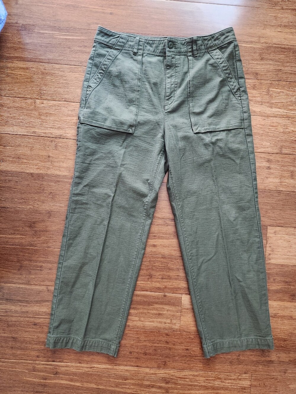 J. Crew Womens Olive Green Wide Leg Cargo Pants, Size 10